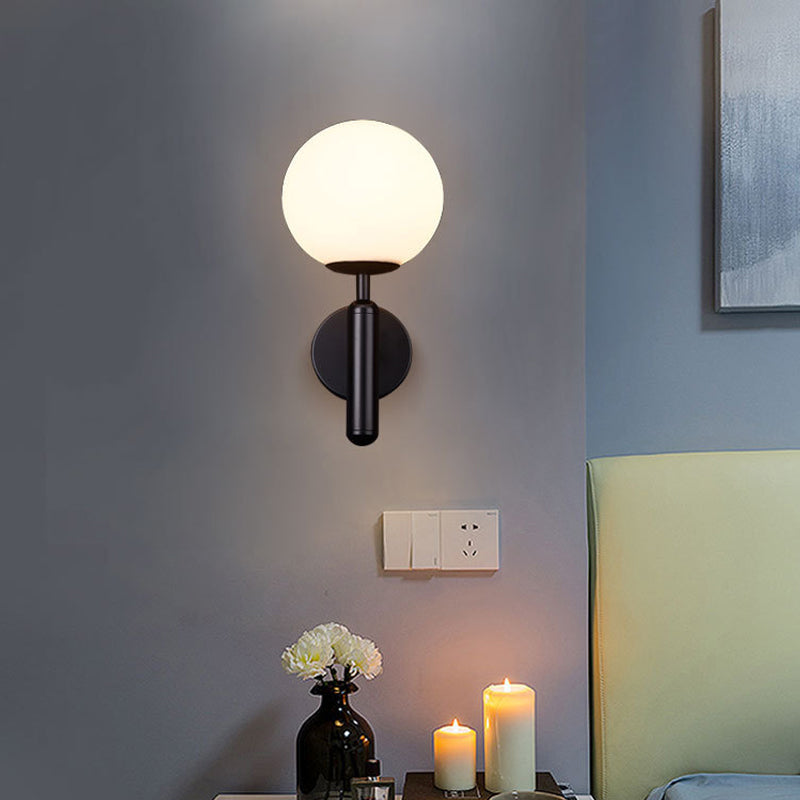 Lisslune | Minimalistic Globe Wall Mount Light Fixture Glass 1-Head Bedroom Wall Lighting Ideas