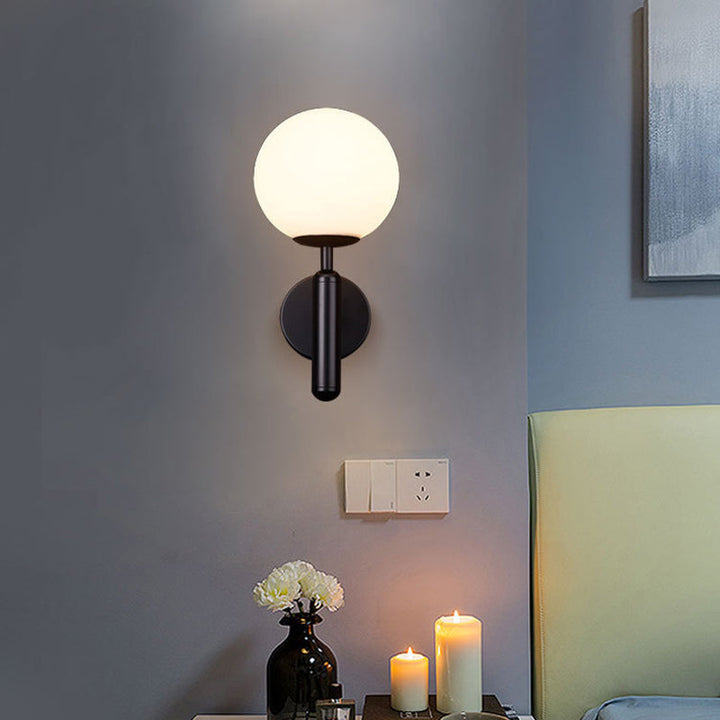 Lisslune | Minimalistic Globe Wall Mount Light Fixture Glass 1-Head Bedroom Wall Lighting Ideas