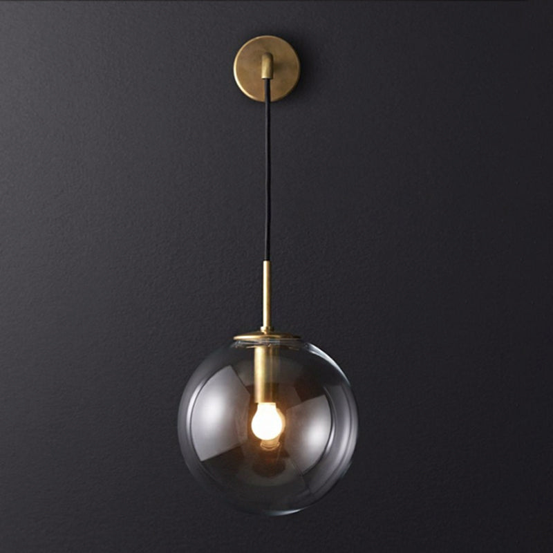 Skørter | 1 Light Bedside Wall Lamp Simple Golden Wall Lighting Ideas with Global Glass Shade