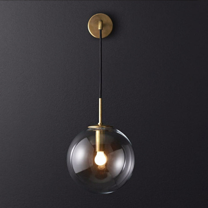 Skørter | 1 Light Bedside Wall Lamp Simple Golden Wall Lighting Ideas with Global Glass Shade