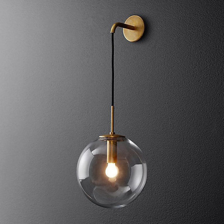 Skørter | 1 Light Bedside Wall Lamp Simple Golden Wall Lighting Ideas with Global Glass Shade