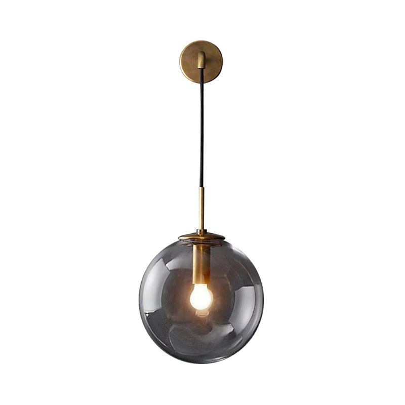Skørter | 1 Light Bedside Wall Lamp Simple Golden Wall Lighting Ideas with Global Glass Shade