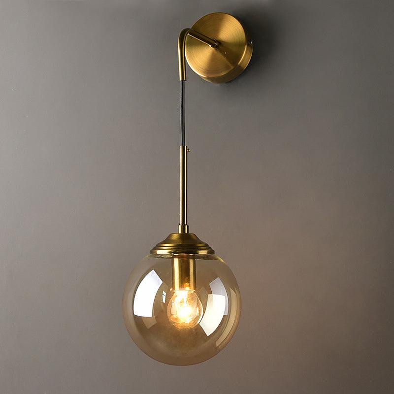 Skørter | Globe Glass Wall Mounted Light Fixture Contemporary 1 Main Gold Wall Light for Bedroom