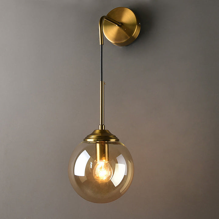 Skørter | Globe Glass Wall Mounted Light Fixture Contemporary 1 Main Gold Wall Light for Bedroom