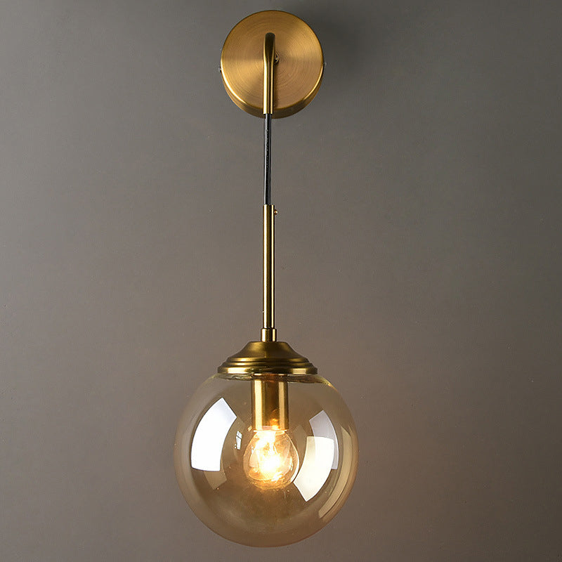 Skørter | Globe Glass Wall Mounted Light Fixture Contemporary 1 Main Gold Wall Light for Bedroom