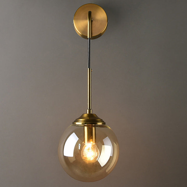 Skørter | Globe Glass Wall Mounted Light Fixture Contemporary 1 Main Gold Wall Light for Bedroom
