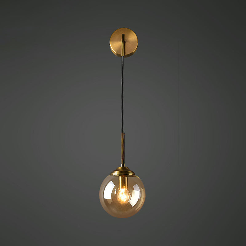 Skørter | Globe Glass Wall Mounted Light Fixture Contemporary 1 Main Gold Wall Light for Bedroom