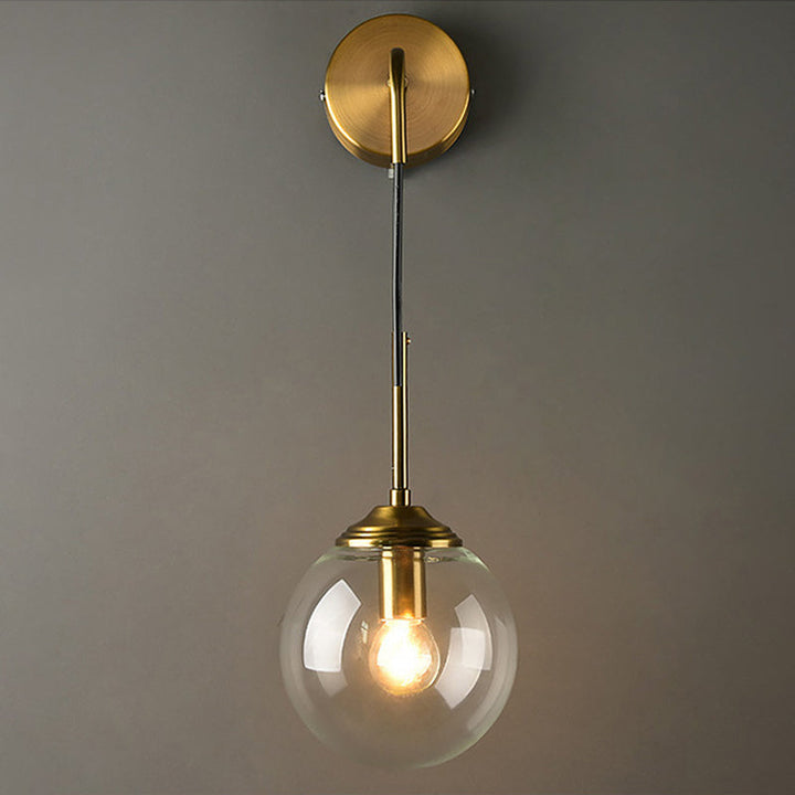 Skørter | Globe Glass Wall Mounted Light Fixture Contemporary 1 Main Gold Wall Light for Bedroom