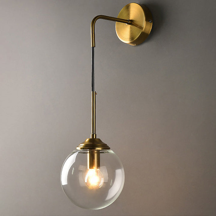 Skørter | Globe Glass Wall Mounted Light Fixture Contemporary 1 Main Gold Wall Light for Bedroom