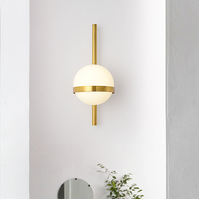 Lisslune | Opal Glass Orb Wall Light Modern 1-Bulb Wall Light Lamp for Living Room