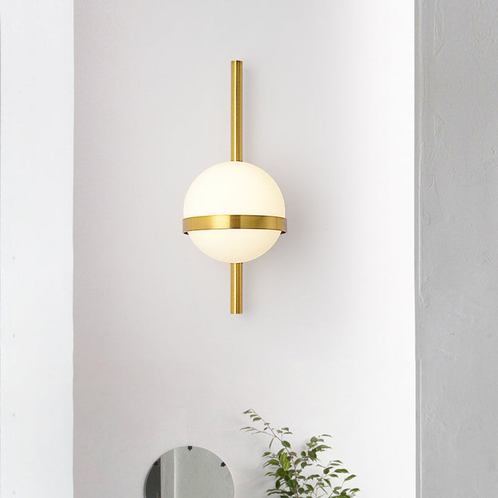 Lisslune | Opal Glass Orb Wall Light Modern 1-Bulb Wall Light Lamp for Living Room