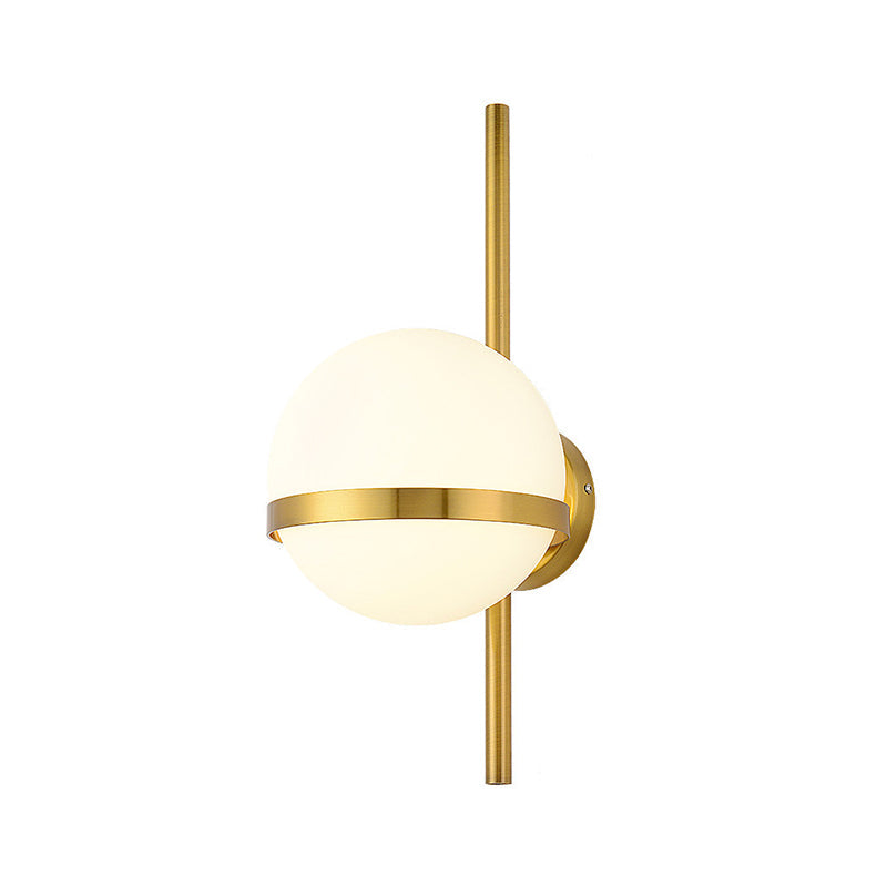 Lisslune | Opal Glass Orb Wall Light Modern 1-Bulb Wall Light Lamp for Living Room