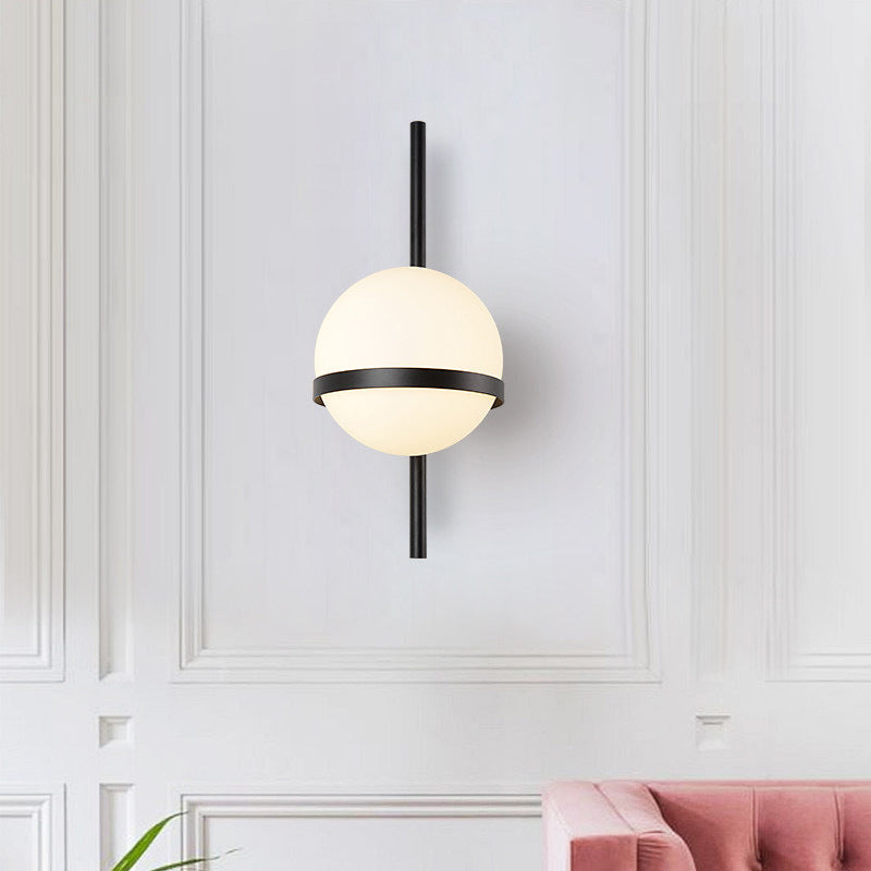 Lisslune | Opal Glass Orb Wall Light Modern 1-Bulb Wall Light Lamp for Living Room