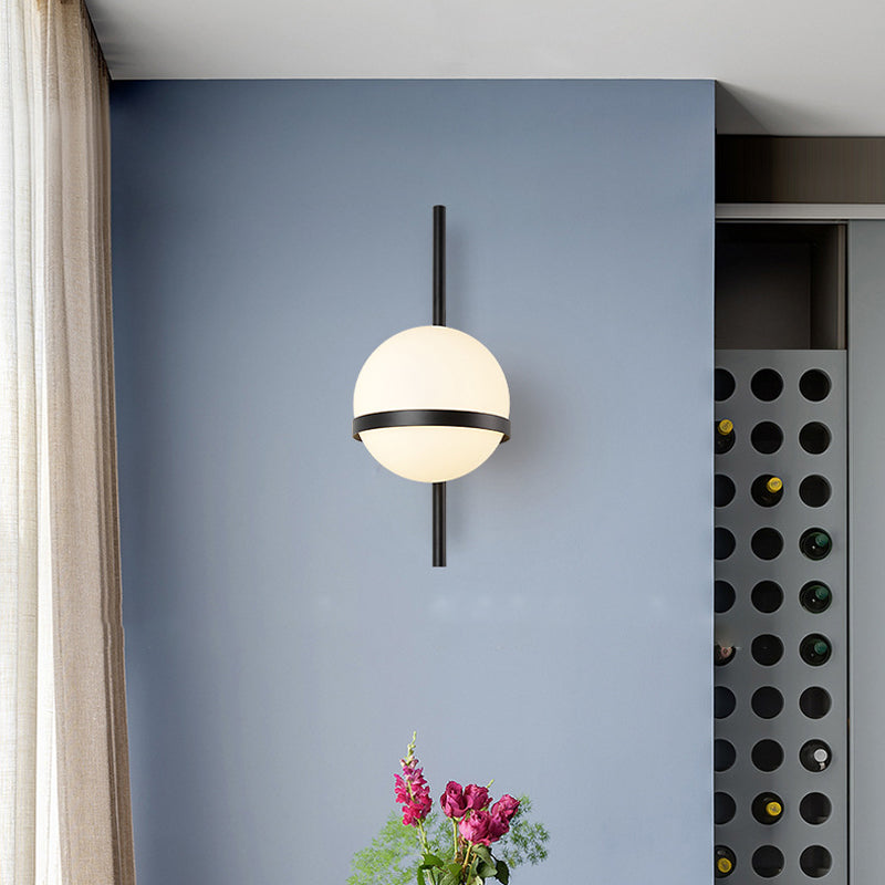 Lisslune | Opal Glass Orb Wall Light Modern 1-Bulb Wall Light Lamp for Living Room