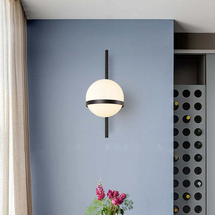 Lisslune | Opal Glass Orb Wall Light Modern 1-Bulb Wall Light Lamp for Living Room
