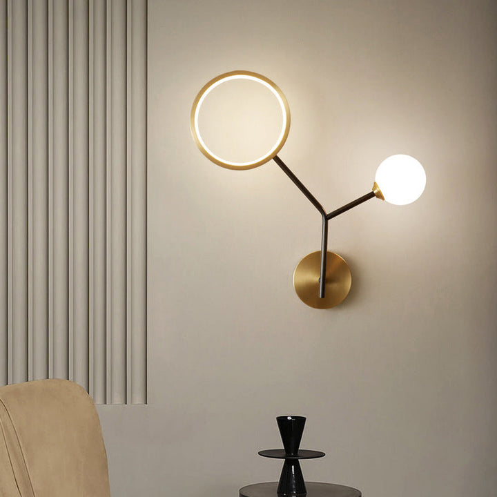 Lisslune | Cream Glass Modo Wall Scone Lamp Minimalist LED Wall Lighting Fixture for Bedroom
