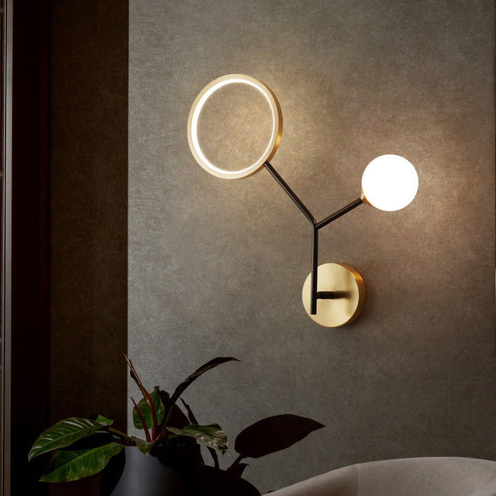 Lisslune | Cream Glass Modo Wall Scone Lamp Minimalist LED Wall Lighting Fixture for Bedroom