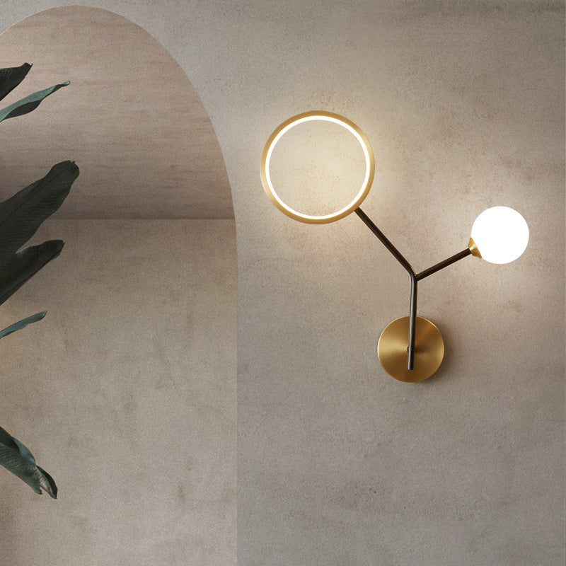 Lisslune | Cream Glass Modo Wall Scone Lamp Minimalist LED Wall Lighting Fixture for Bedroom