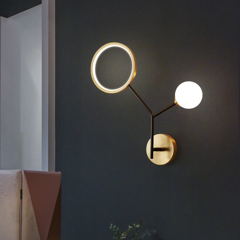 Lisslune | Cream Glass Modo Wall Scone Lamp Minimalist LED Wall Lighting Fixture for Bedroom
