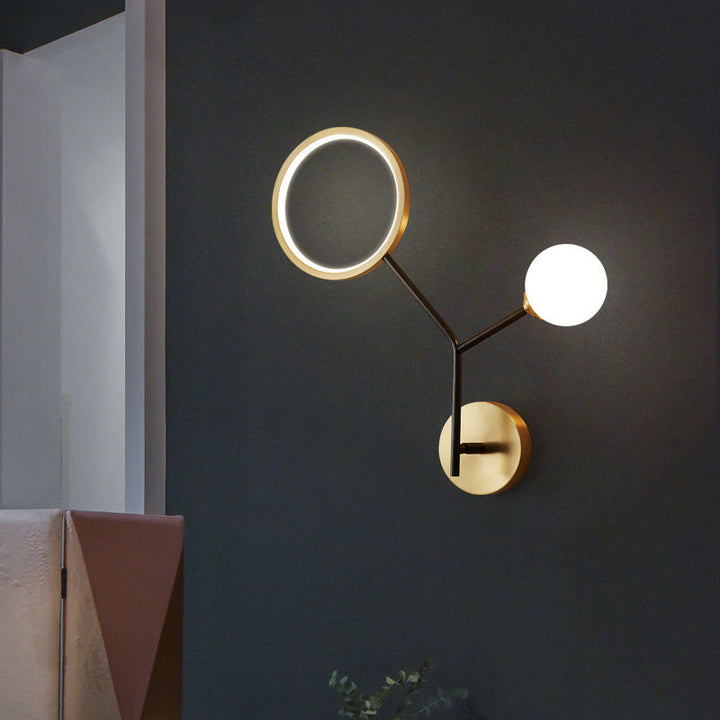 Lisslune | Cream Glass Modo Wall Scone Lamp Minimalist LED Wall Lighting Fixture for Bedroom