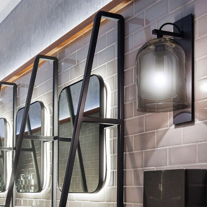Skørter | Smoke gray glass double bell wall lamp modern style 1 bulb black wall lamp lighting