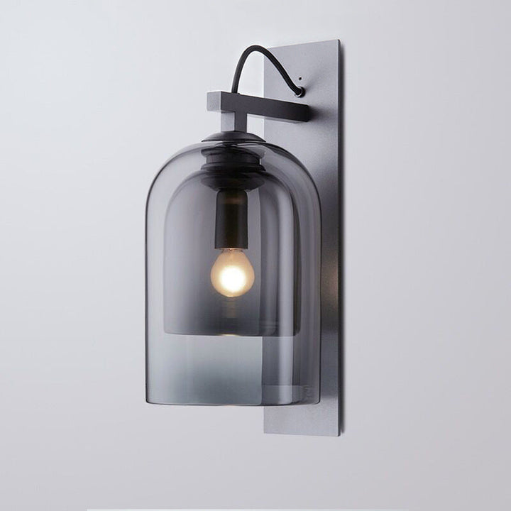 Skørter | Smoke gray glass double bell wall lamp modern style 1 bulb black wall lamp lighting