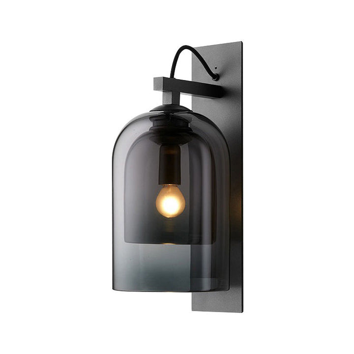 Skørter | Smoke gray glass double bell wall lamp modern style 1 bulb black wall lamp lighting