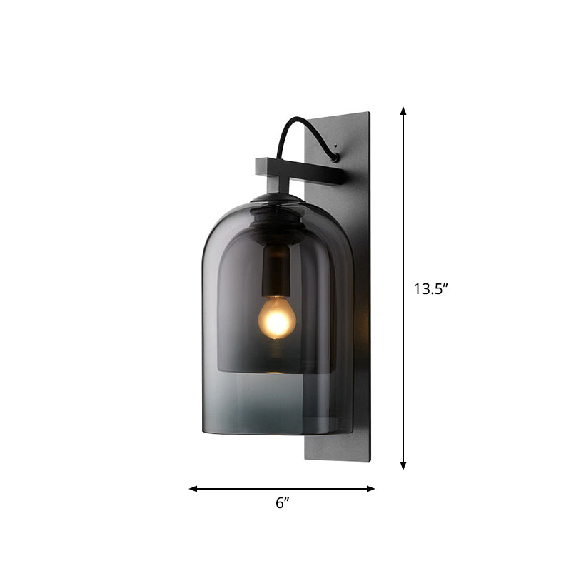 Skørter | Smoke gray glass double bell wall lamp modern style 1 bulb black wall lamp lighting