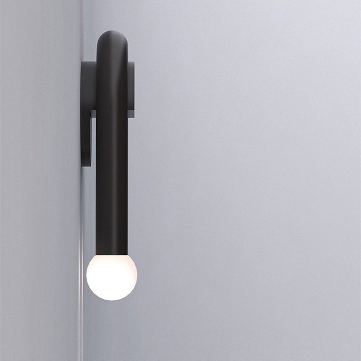 Lisslune | U-shaped wall lamp contemporary metallic 2-light black wall-mounted lighting with ball opal glass shade