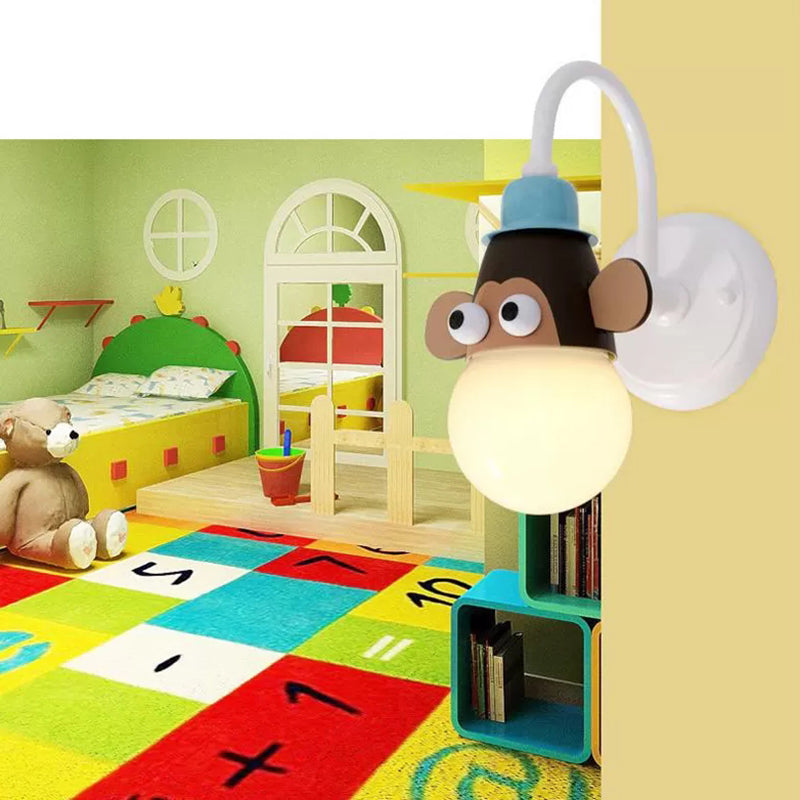 Skørter | Metal Animal Face Wall Lamp 1 Head Cartoon Wall Lamp for Children's Room Bathroom