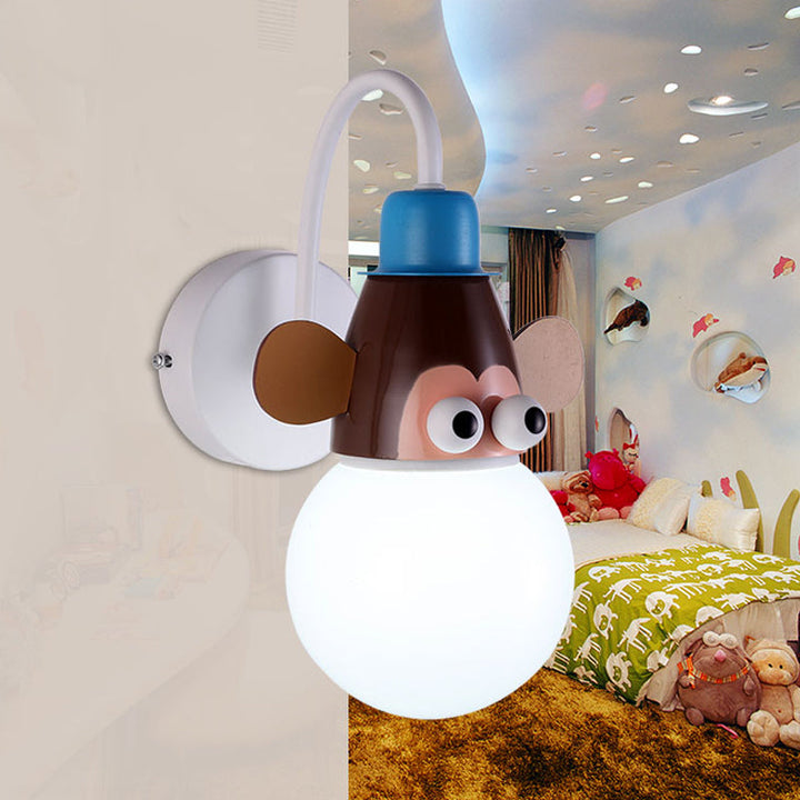Skørter | Metal Animal Face Wall Lamp 1 Head Cartoon Wall Lamp for Children's Room Bathroom