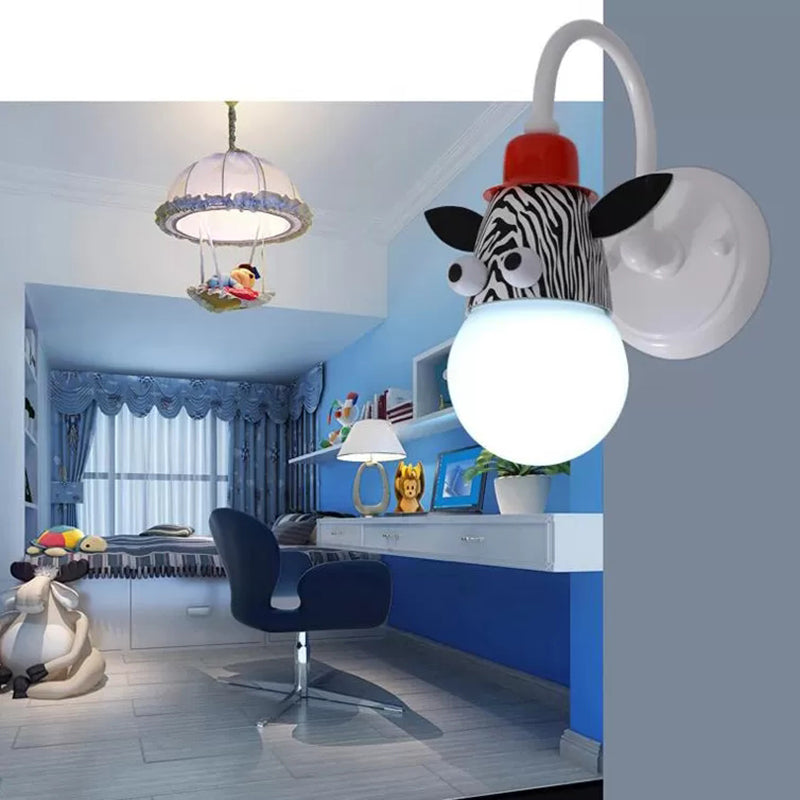 Skørter | Metal Animal Face Wall Lamp 1 Head Cartoon Wall Lamp for Children's Room Bathroom