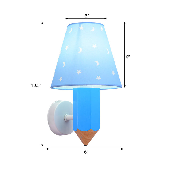 Skørter | Pencil Kids Room Wall Light with Conical Shade Resin 1 Head Modern Wall Lamp in Blue