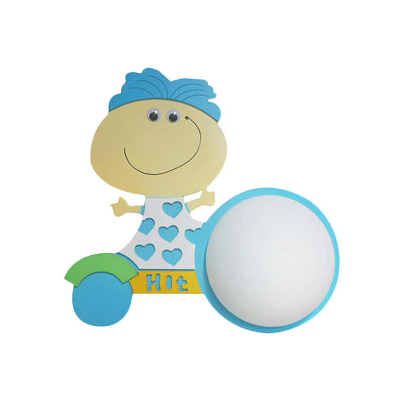 Skørter | Wood Cartoon Pattern Wall Lamp Contemporary LED Wall Lamp for Nursing Room Bedroom