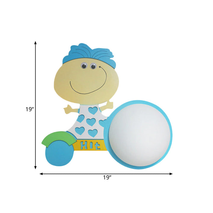 Skørter | Wood Cartoon Pattern Wall Lamp Contemporary LED Wall Lamp for Nursing Room Bedroom