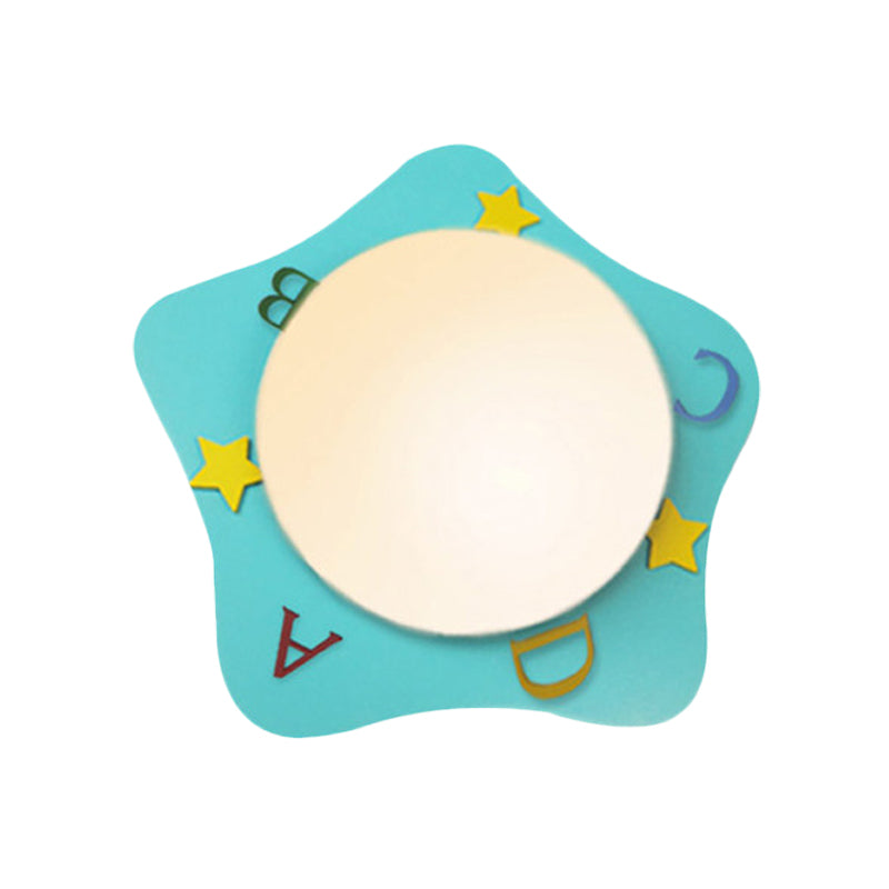Skørter | Wood Cartoon Pattern Wall Lamp Contemporary LED Wall Lamp for Nursing Room Bedroom