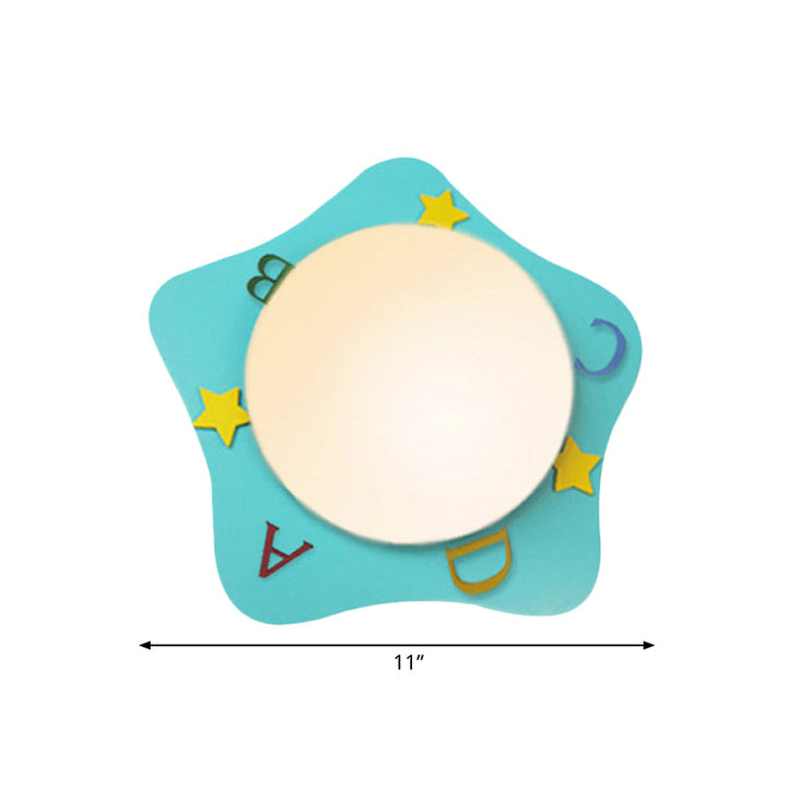Skørter | Wood Cartoon Pattern Wall Lamp Contemporary LED Wall Lamp for Nursing Room Bedroom
