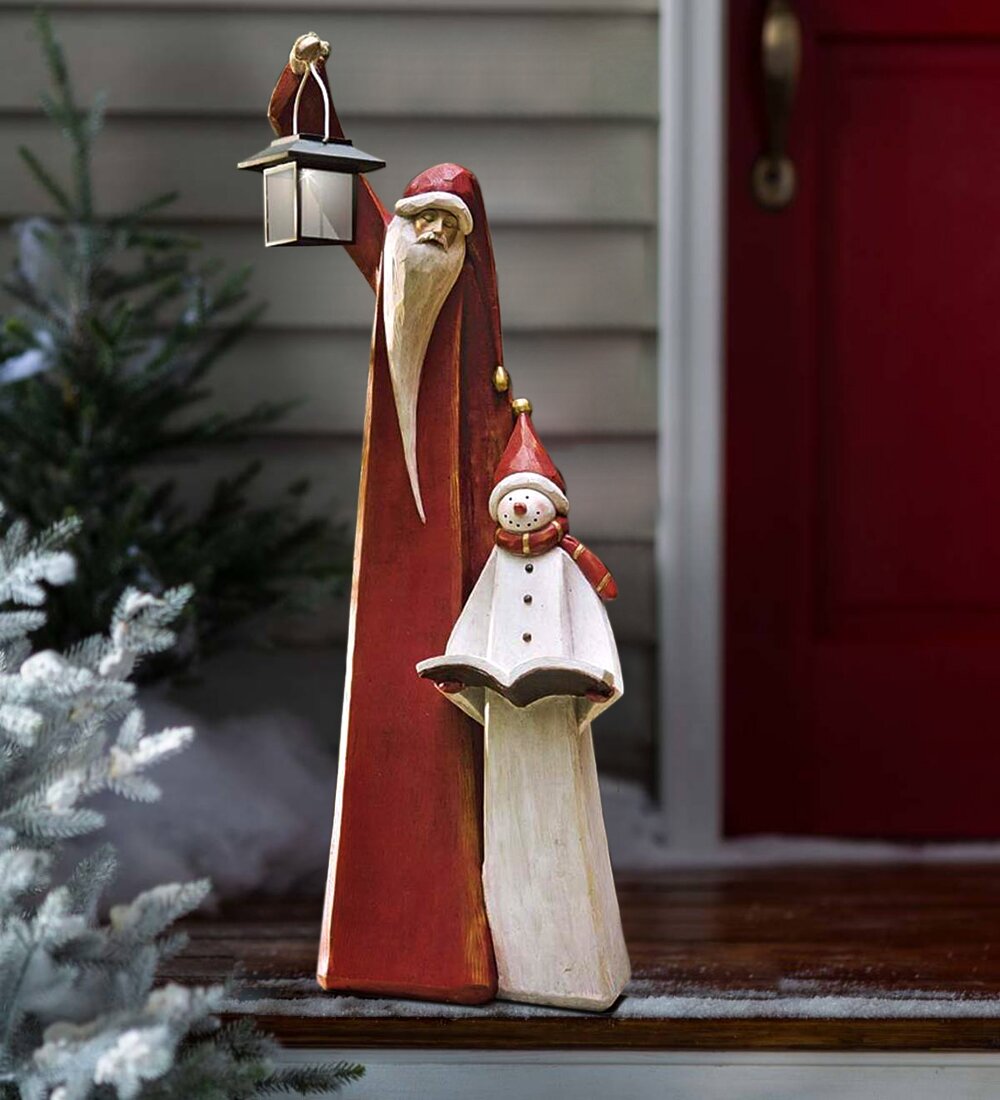 Lisslune | Santa And Snowman Sculpture