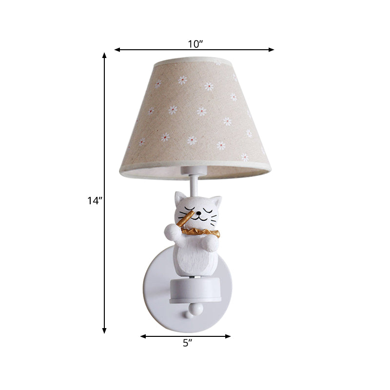 Skørter | Dear Pet Cat Wall Lamp One Light Resin Facade Light with Floral Shade for Study Room