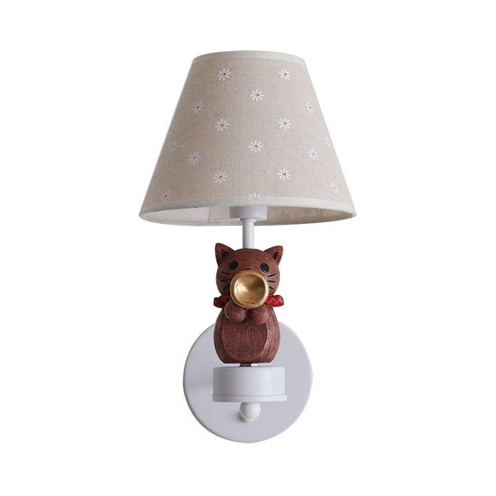 Skørter | Dear Pet Cat Wall Lamp One Light Resin Facade Light with Floral Shade for Study Room