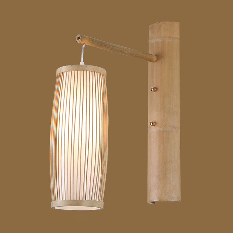Skørter | Handmade bedside lantern wall lights bamboo 1 head Asian wall-mounted light in wood
