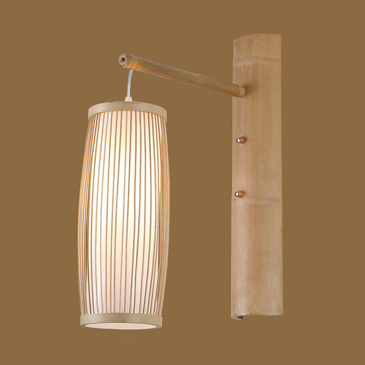 Skørter | Handmade bedside lantern wall lights bamboo 1 head Asian wall-mounted light in wood