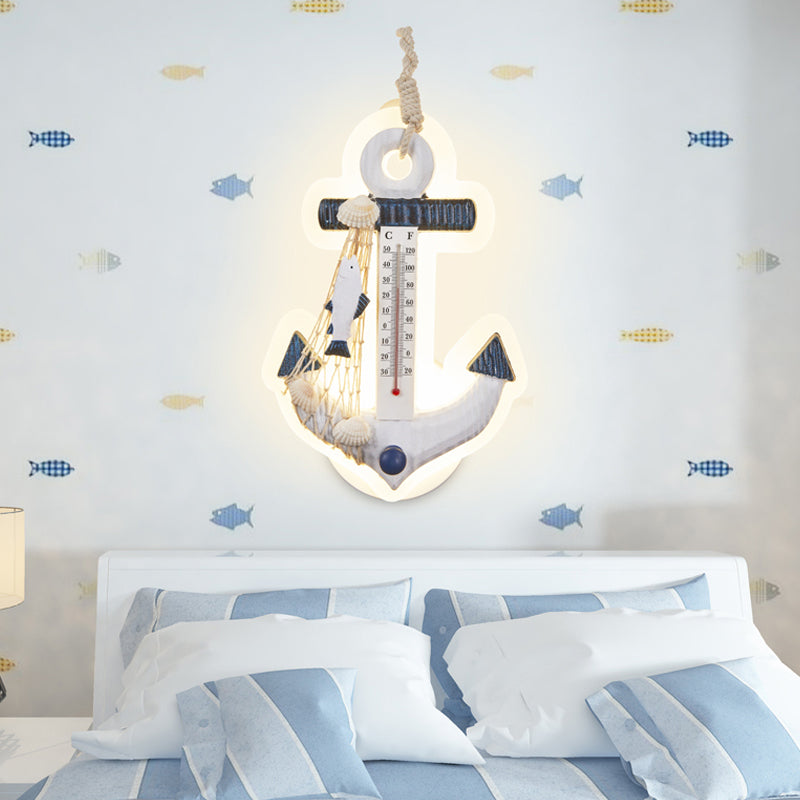 Skørter | Modern Anchor Wall Lamp with Thermometer Acrylic White Sconce Light for Living Room