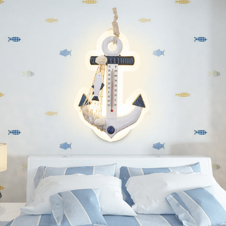 Skørter | Modern Anchor Wall Lamp with Thermometer Acrylic White Sconce Light for Living Room