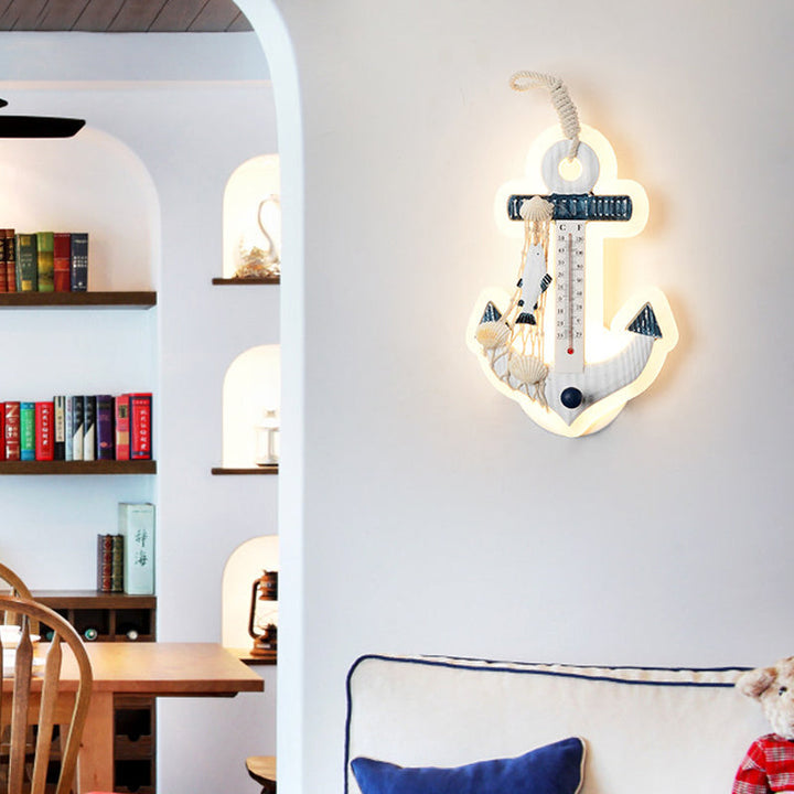 Skørter | Modern Anchor Wall Lamp with Thermometer Acrylic White Sconce Light for Living Room