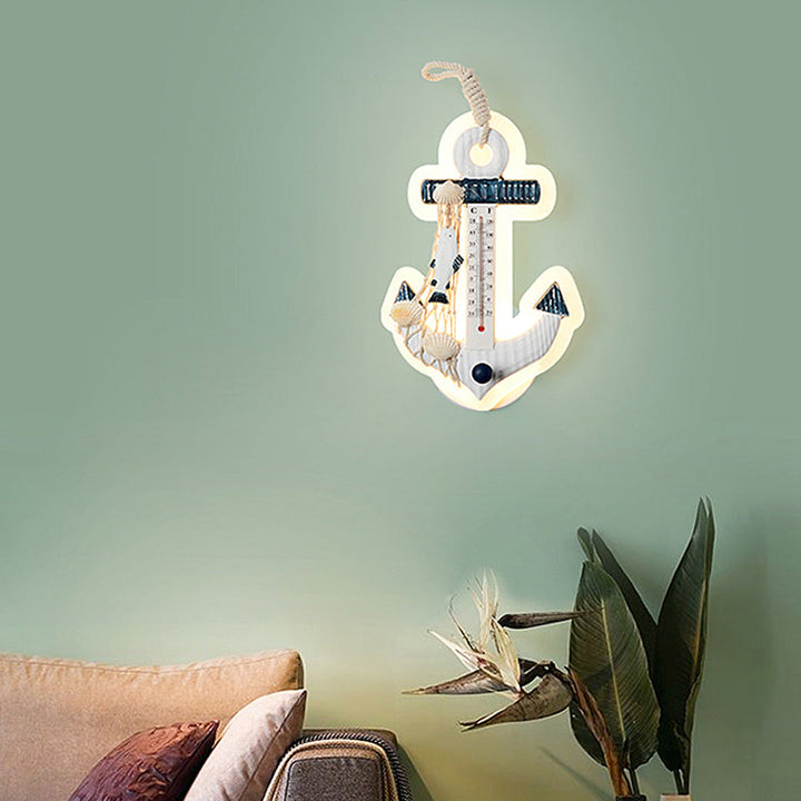 Skørter | Modern Anchor Wall Lamp with Thermometer Acrylic White Sconce Light for Living Room
