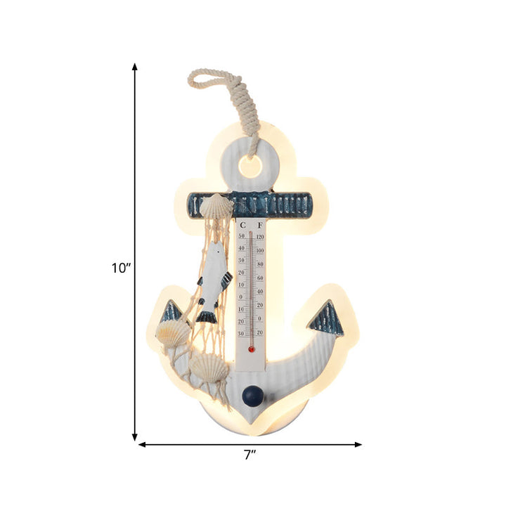 Skørter | Modern Anchor Wall Lamp with Thermometer Acrylic White Sconce Light for Living Room