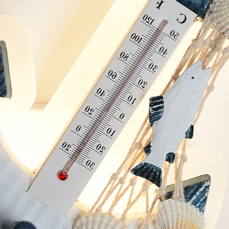 Skørter | Modern Anchor Wall Lamp with Thermometer Acrylic White Sconce Light for Living Room