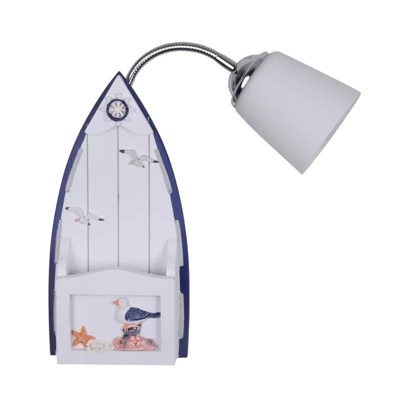 Skørter | Nautical Ship Wall Lantern with Bucket Shade 1 Head Glass Wall Lamp in Blue for Nursing Room