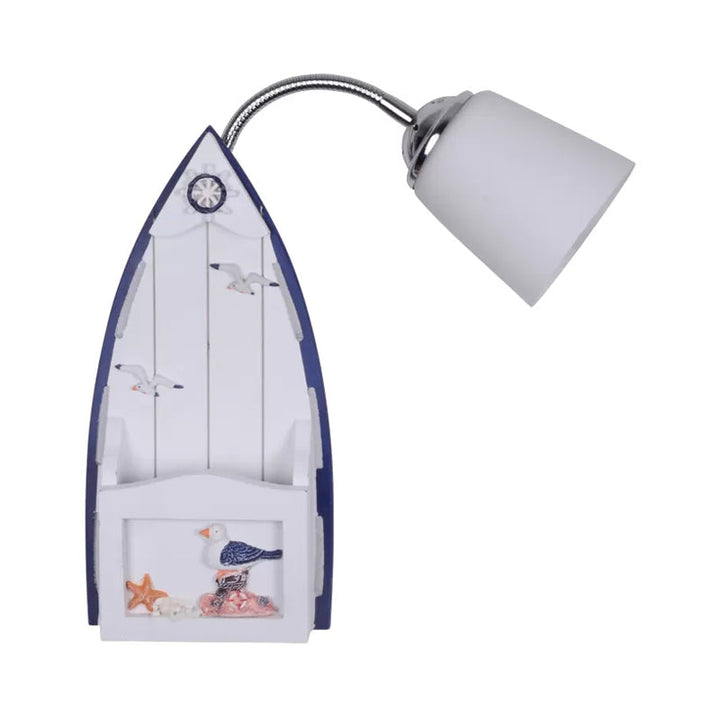 Skørter | Nautical Ship Wall Lantern with Bucket Shade 1 Head Glass Wall Lamp in Blue for Nursing Room